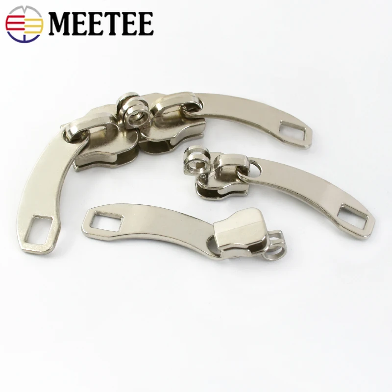 Meetee 2/5/10Pairs 5# 8# 10# Double Zipper Sliders with Lock Hole for Nylon Zippers Puller Repair Kit DIY Sewing Accessories