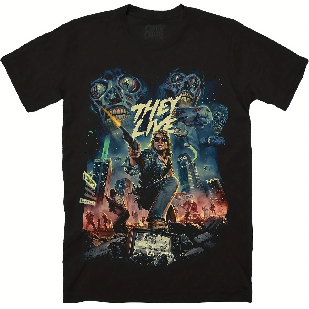 Camiseta They Are Alive, camiseta de película de terror y comedia de ciencia ficción americana, camiseta 8 AM, camiseta Roddy Piper, camiseta de manga corta para hombre y mujer
