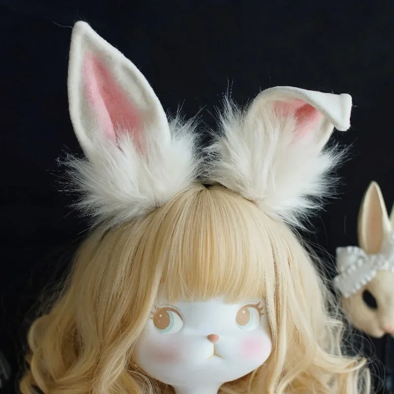 

Lolita Rabbit Ears Hairpin Handmade Plush Bunny Ears for JK Style Cosplay Party Furry Accessories