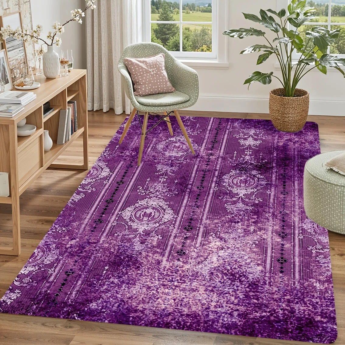Festive Rustic Elegance Motif Rectangular Rug Decorative Non Slip Door Mat Versatile Accent For Gym Dance Studio Lounge Area