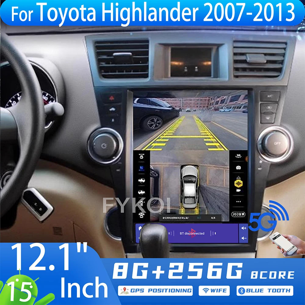 

Android 15 For Toyota Highlander 2007-2013 Car Radio Auto Bluetooth Intelligent Systems 2Din Carplay Head Unit 4G Bluetooth DSP