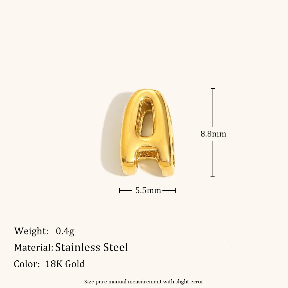 Vintage 3D Desain Gelembung Huruf Pesona DIY Kalung Gelang Perhiasan Membuat 26 Huruf Inggris Liontin Stainless Steel Warna Emas