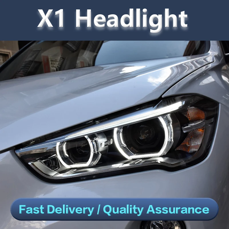 Automotive Accessories Head Lamp for BMW X1 Headlights 2016-2020 F48 F49 All LED Headlight Lens DRL Angel Eye