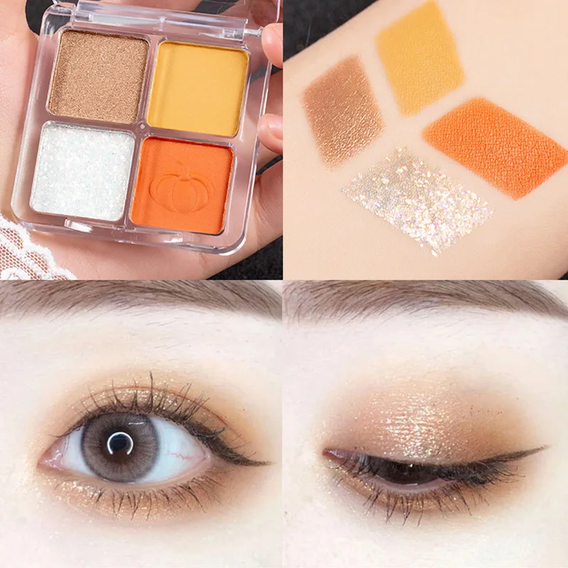 4 Kleuren Oogschaduwpalet Bruin Parelwitte Matte Aardkleur Oogschaduw Palet Glanzende Pailletten Oogpigmenten Blijvende Make-Up