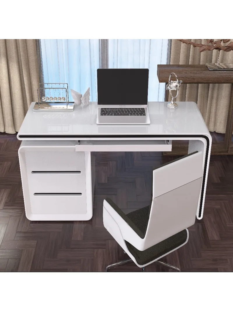 Computer desk, desktop home small apartment, bedroom minimalist painted study desk, white notebook, simple desk