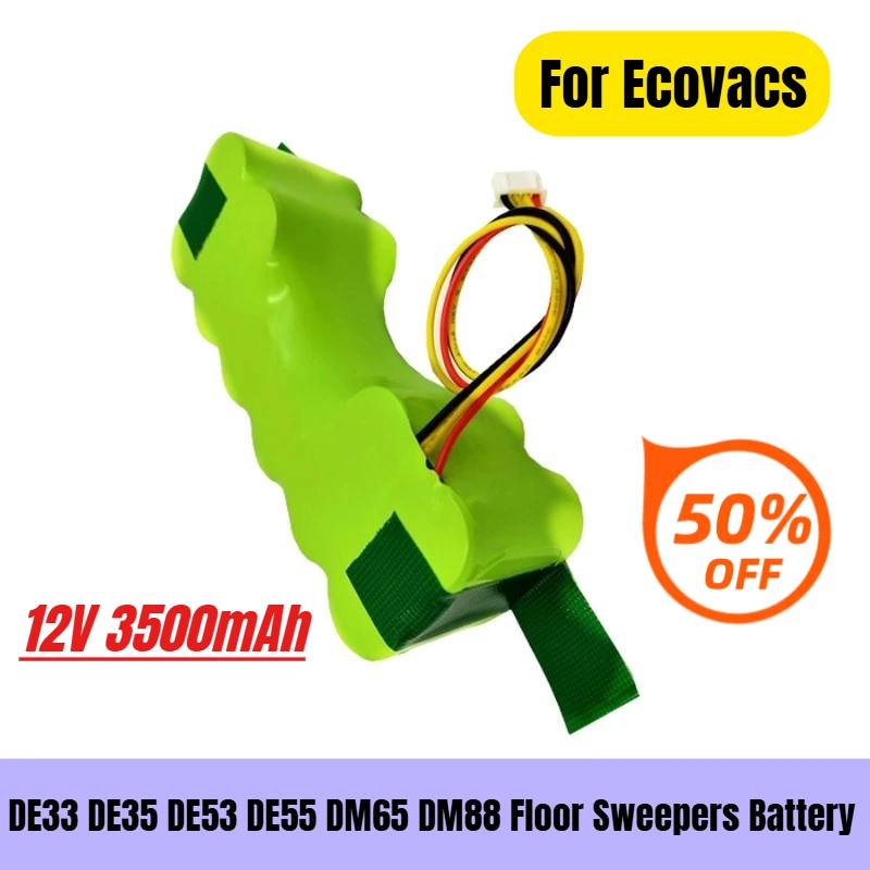 

12V 3500mAh for Ecovacs DE33 DE35 DE53 DE55 DM65 DM88 Floor Sweepers Battery