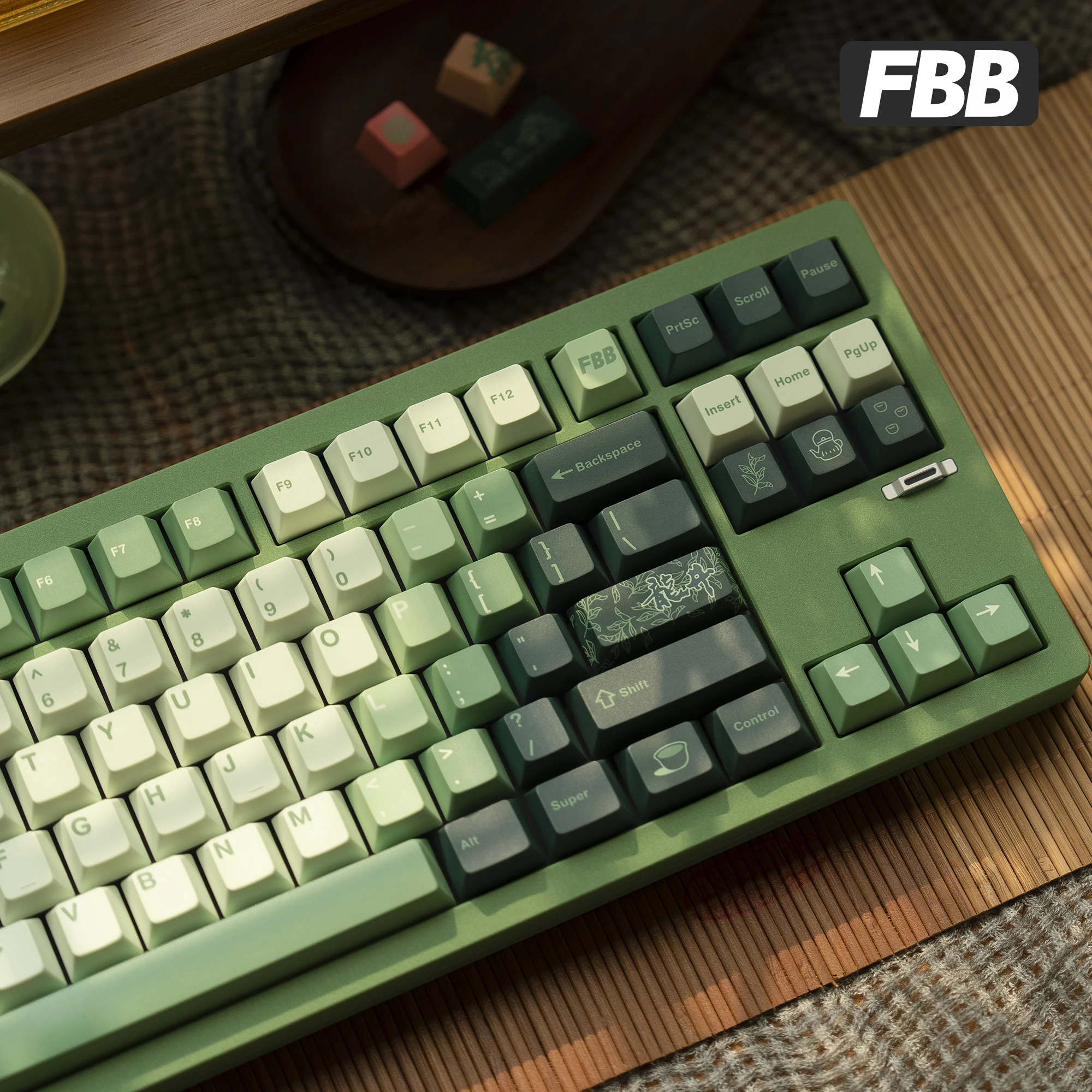 FBB Keycaps Dragon Well tea Customized  For Mechanical Keyboard Cherry ProfileGaming And Office Accessories 1.7mm Thickness