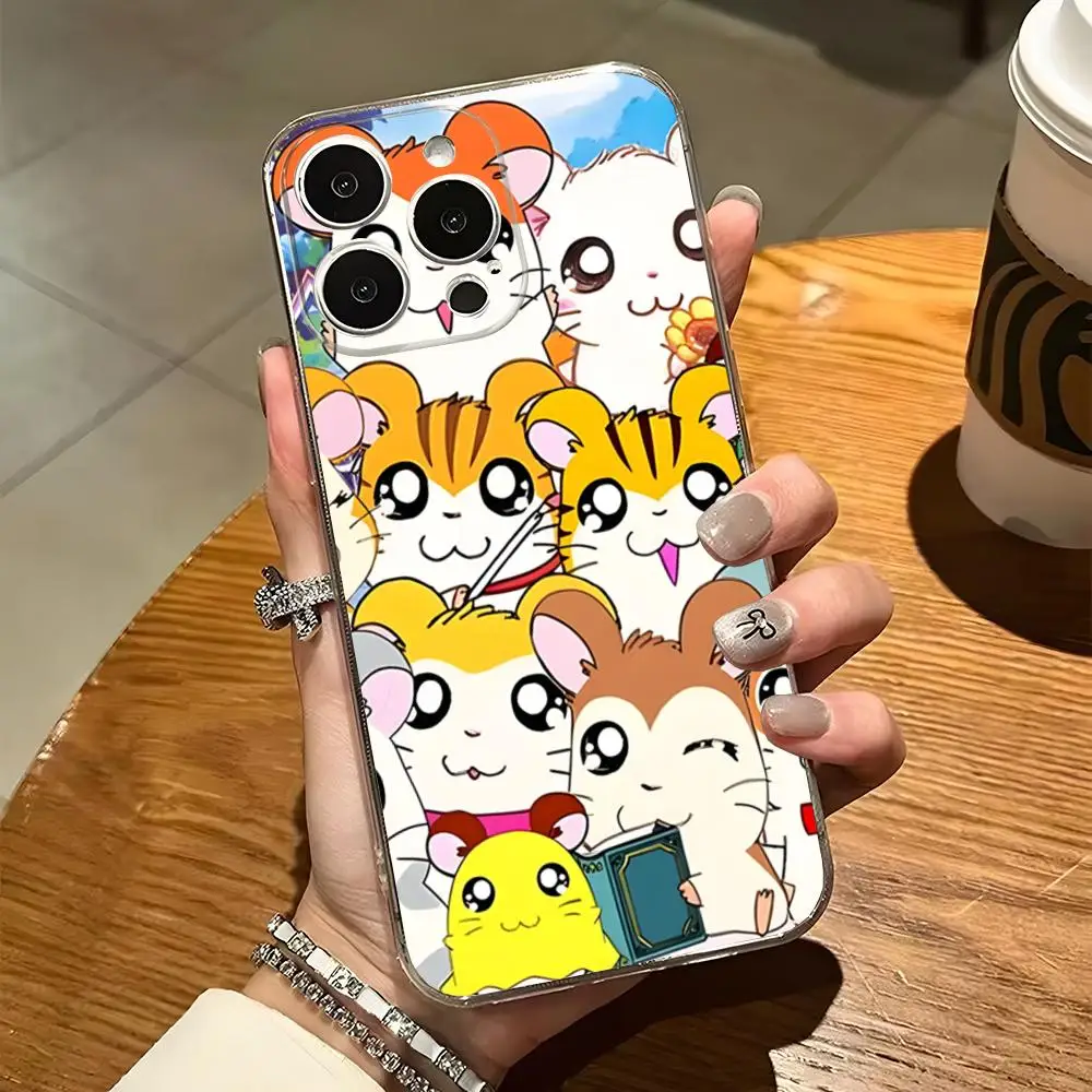 Hamtaro Cute Hamster Mouse Phone Case For Iphone 15 Pro Max 14 Plus 11 12 Mini 13 Pro 7 8 X XR XS SE Transparent Back Cover