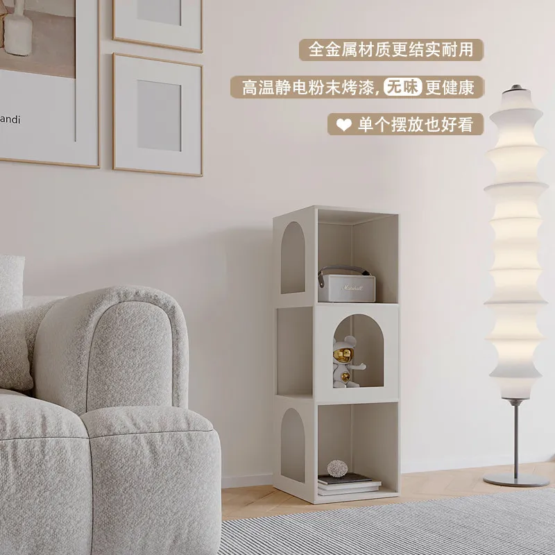 Bookshelf Floor-to-ceiling shelf against the wall Corner wrought iron lattice display cabinet Wall small narrow cabinet Children