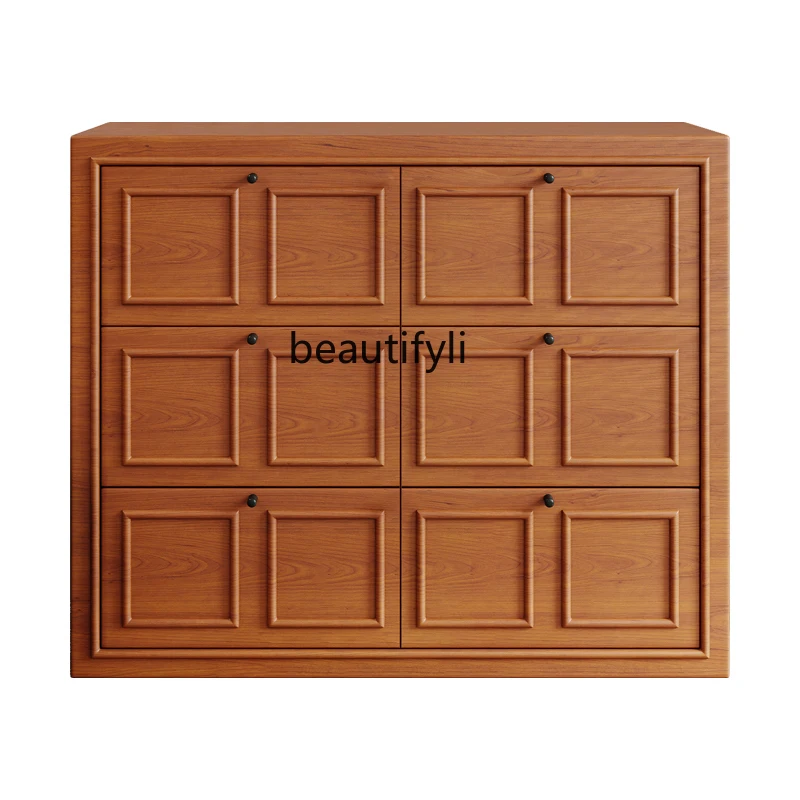 

Medieval chest cabinet living room floor combination retro dining side cabinet solid wood locker