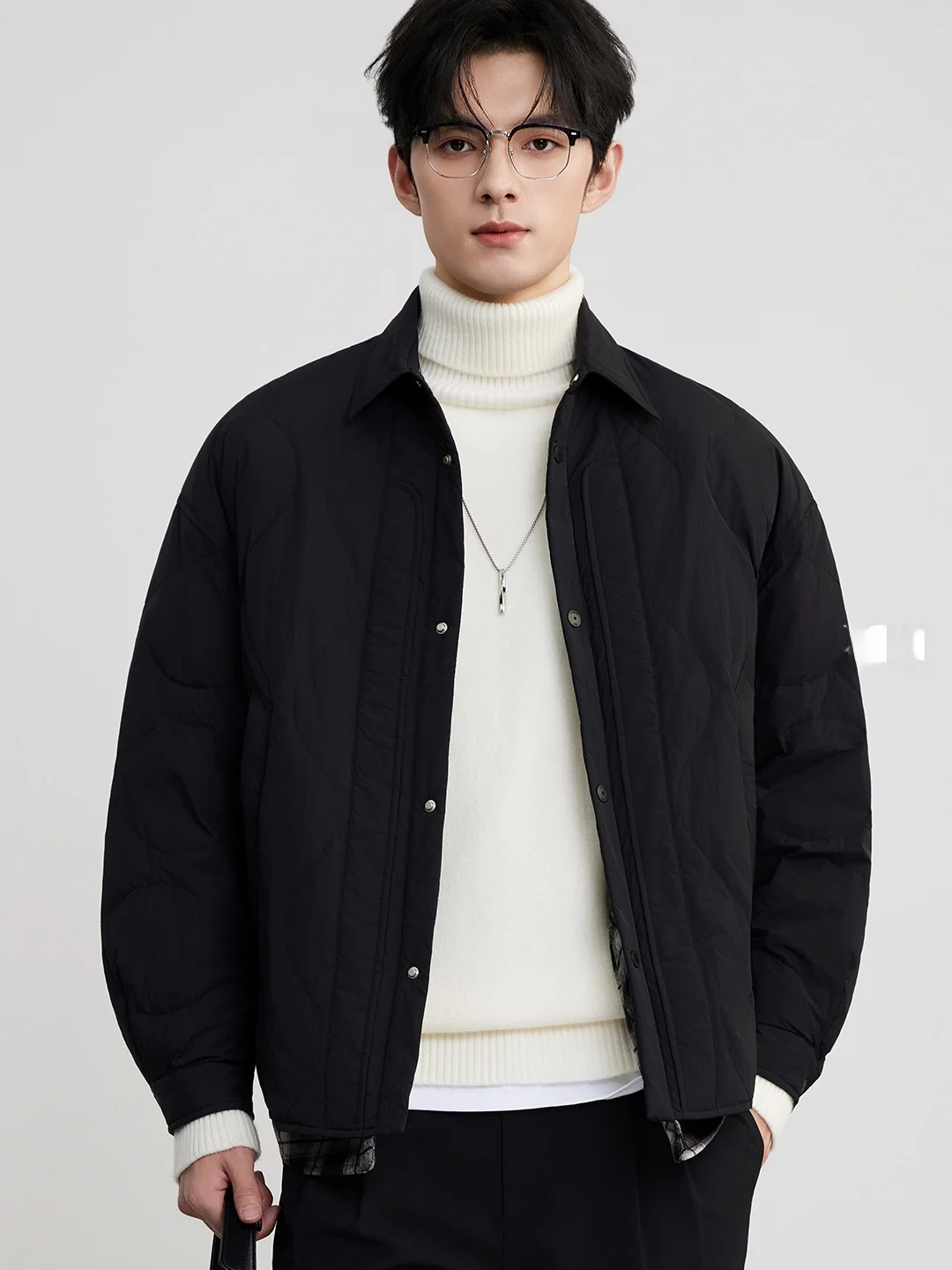 

Men's Lightweight Padded irt Sle Jaet Quilted Fabric Warmth Casual Wear ort Length Du down Filling Button Closure