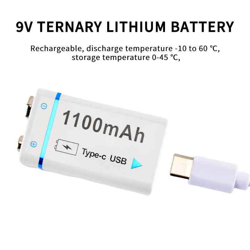 

9V lithium battery multimeter wireless microphone battery smoke alarm battery type-c rechargeable battery