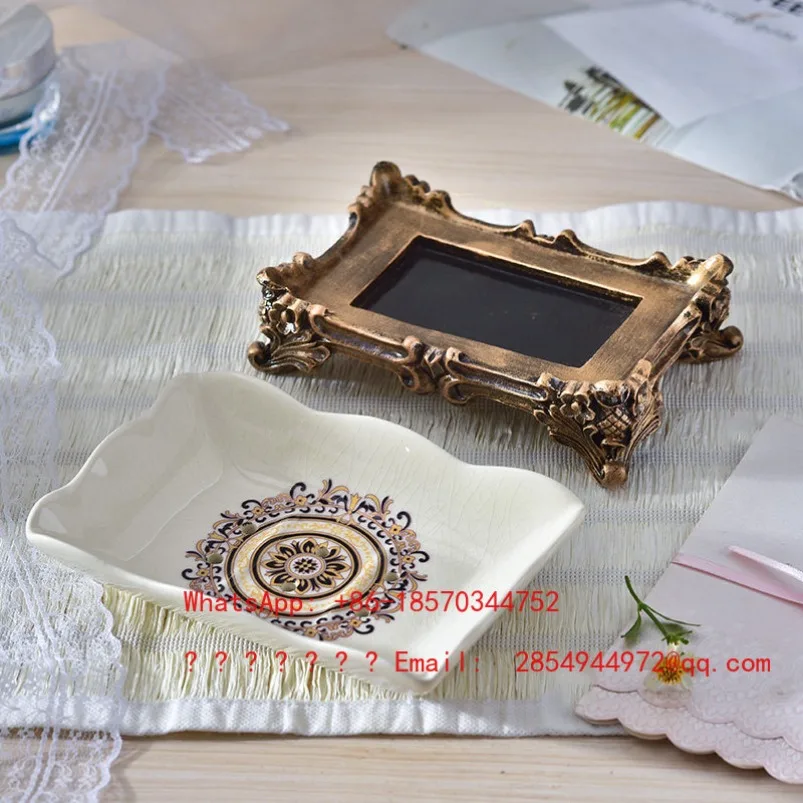 European Ceramic Soap Box Drainage Creative Bathroom High-end Soap Box