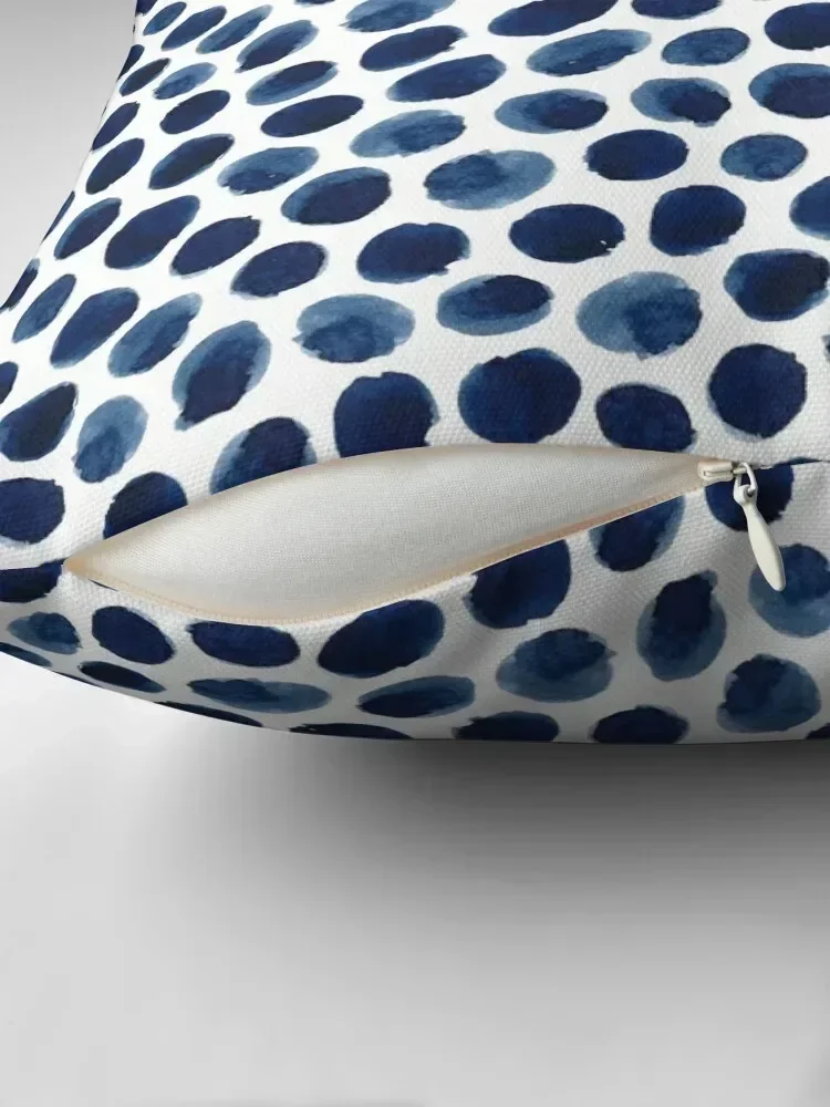 Large Indigo/Blue Watercolor Polka Dot Pattern Throw Pillow Sitting Cushion Custom Cushion Photo pillow