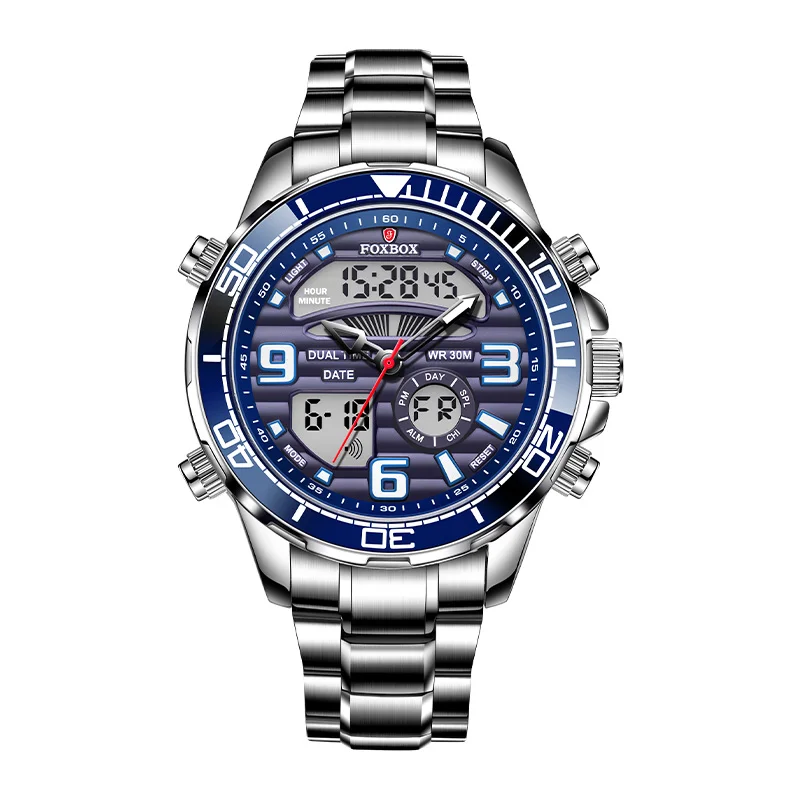2024 top marke luxus digital herren uhren top luxus sport quarz armbanduhr für männer alle stahl militär wasserdichte uhr + box