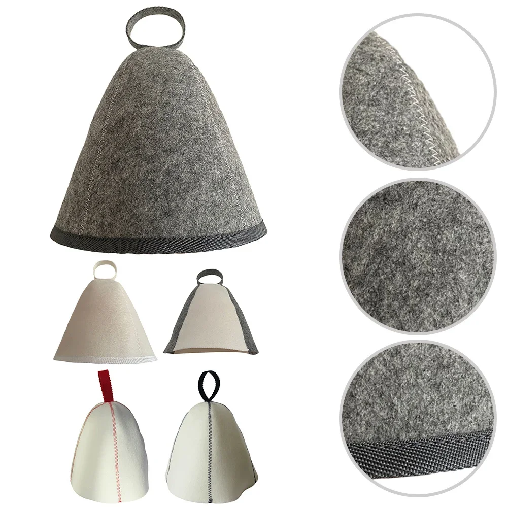 Pure Wool Felt Sauna Hat Russian Banya Cap For Saunahut Bath Shower House Head Protection Sauna Vaporarium Accessories