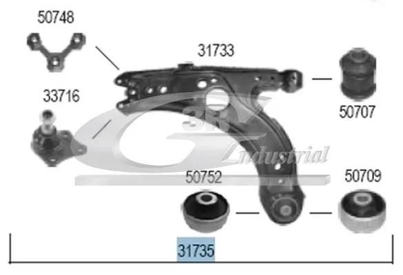 FRONT LEFT SUSPENSION ARM 1J0407151B + 1J0407365C