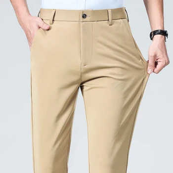 Summer Autumn Thin Trousers Men Formal Dress Suit Pants Work Pants Quality Business Casual Pants Black Wine Red Long Pants 4