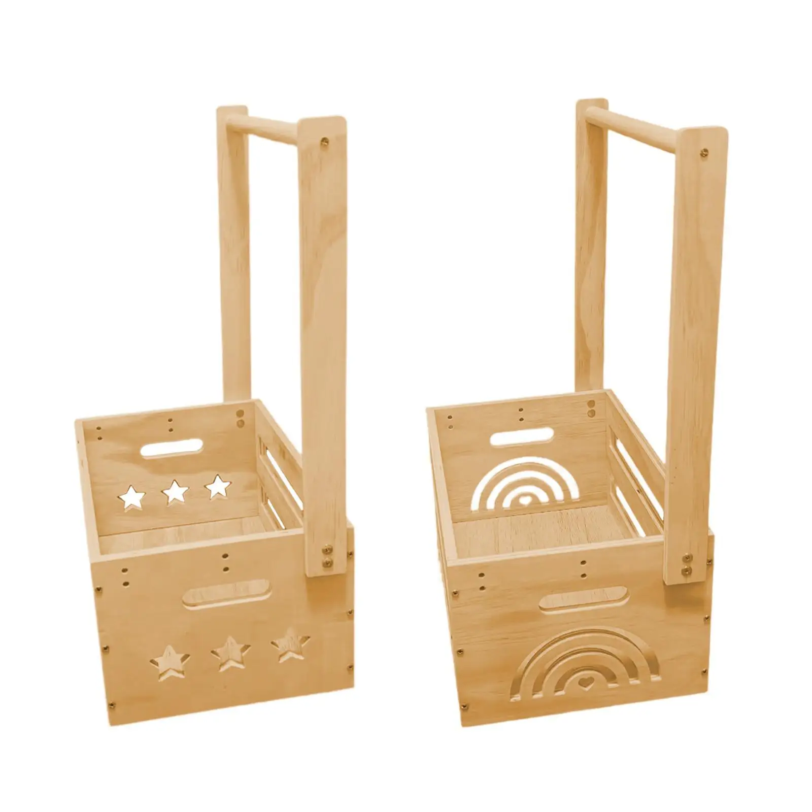 

Wooden Baby Shower Crate Closet DIY Baby Shower Crate Shower Party Gifts Basket Smooth Surface with Handle for Newborns Diapers