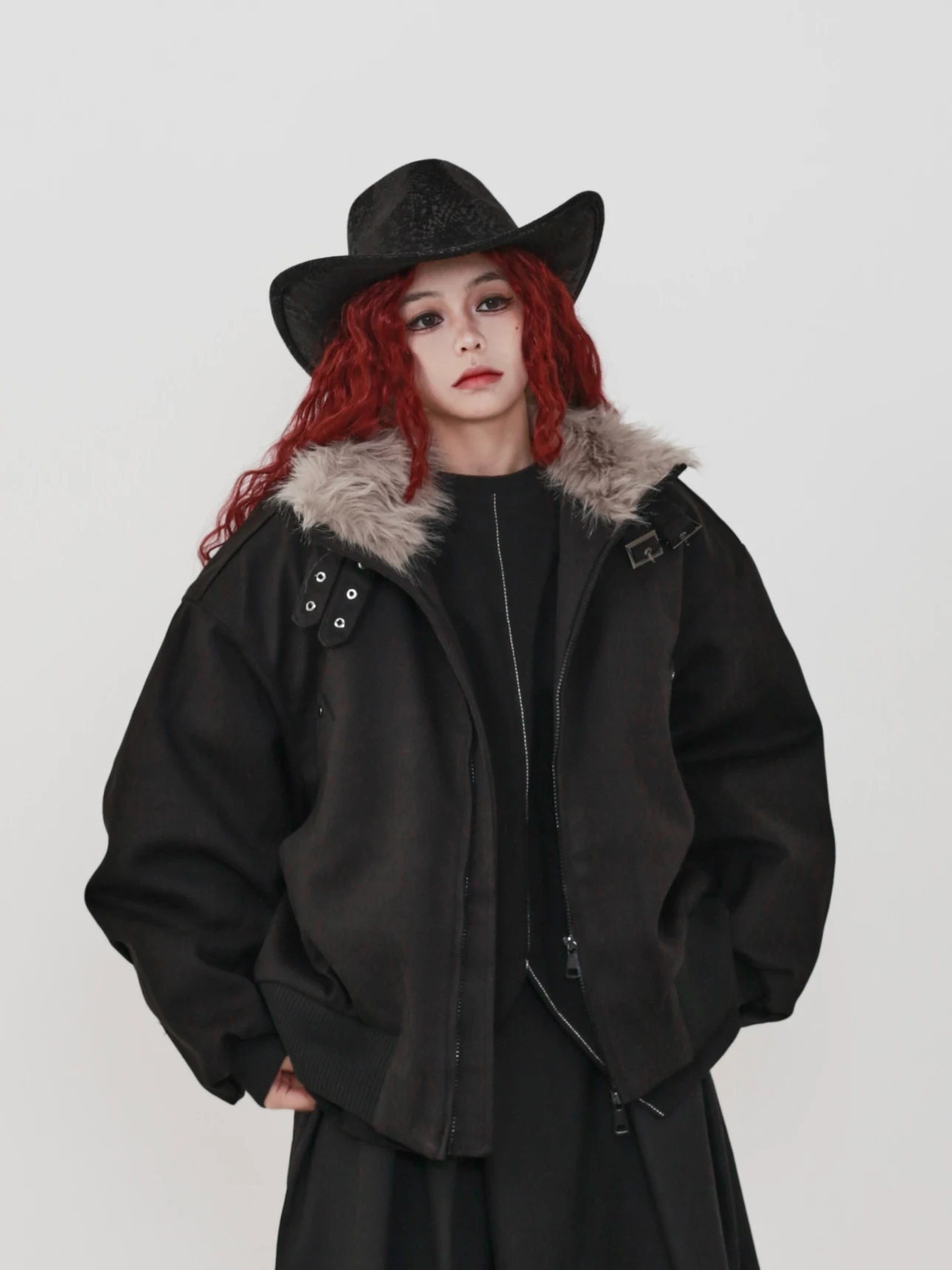 

K Sle Oversize Свободное хлопковое пальто женское осенне-зимнее пальто с меховым воротником Street Sle Thiened Long Sve на молнии