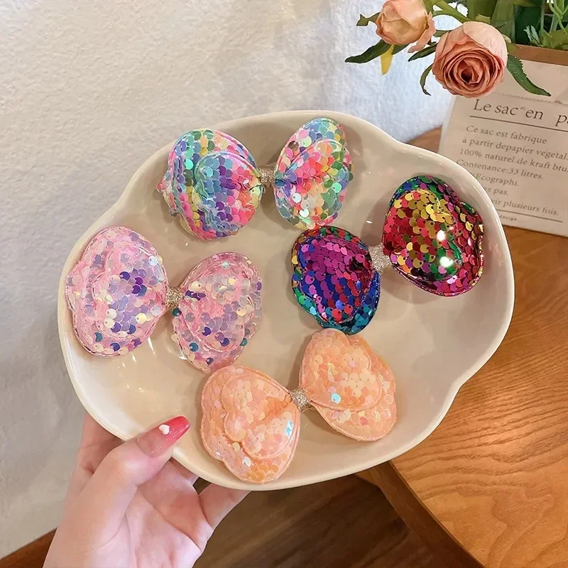 

5 шт., заколки для волос с большим бантом для девочек и детей, милая кавайная принцесса, длинная градиентная цветная блестящая сказочная заколка для волос, модные аксессуары