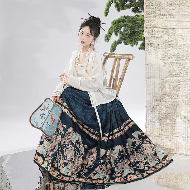 Ming Hanfu aircraft sleeve new Chinese style horse face dress tuta da pendolarismo quotidiana da donna