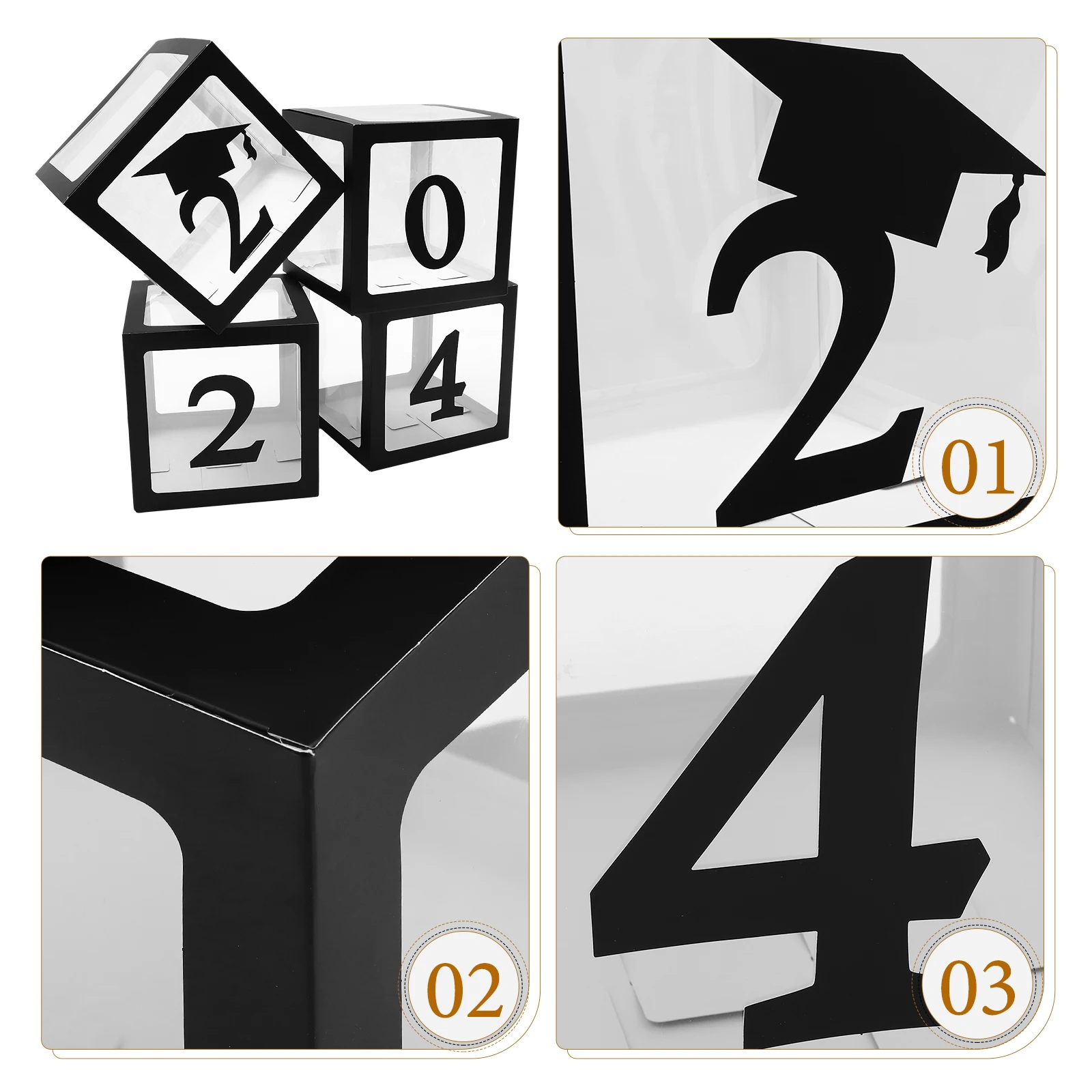 

2024 Party Box 1 Set Grad Boxes Photography Prop Graduation Decoration Balloon Storage Case Graduation Event Decoration Balloon