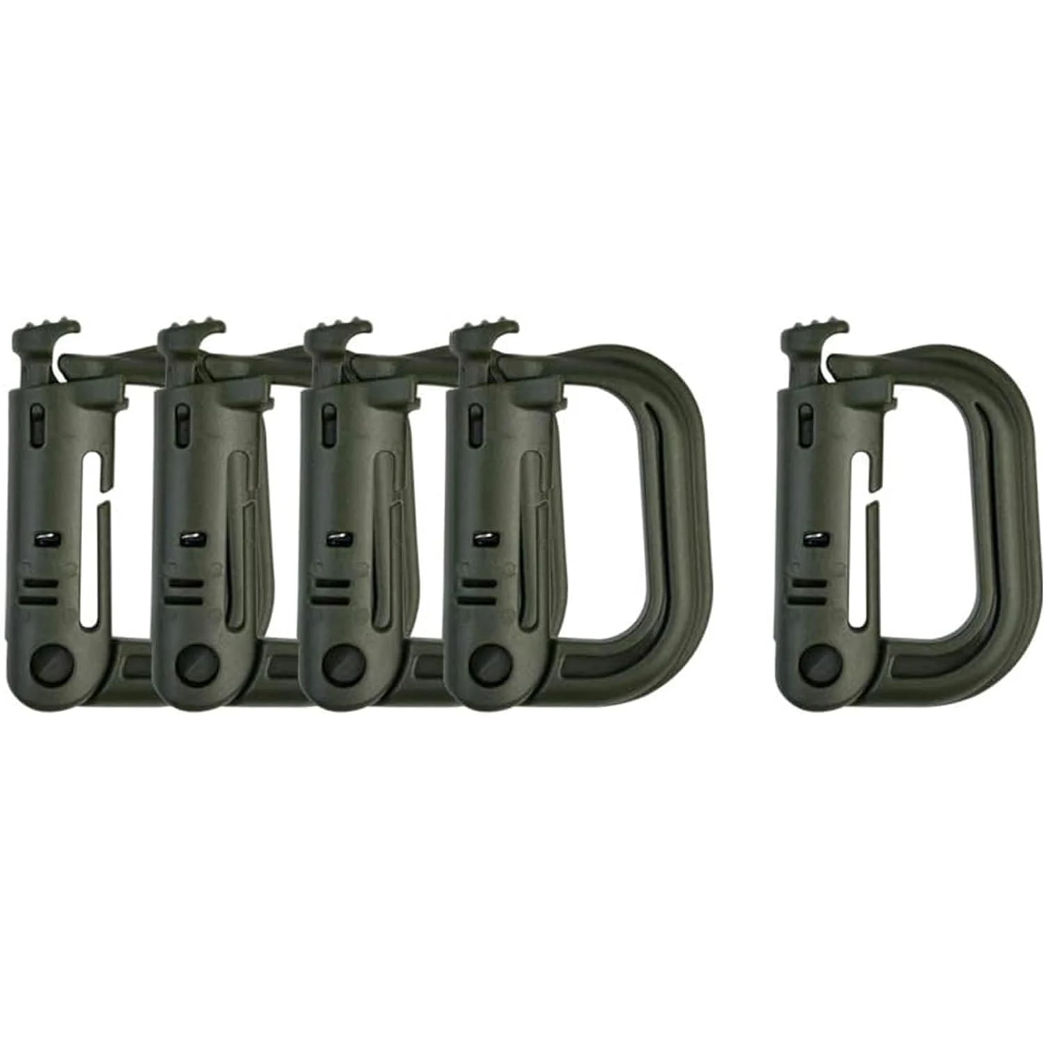 Taktischer D-Ring-Karabiner, Grimlock-Verriegelung, Kunststoff, Molle-Gurtband, Schnallen, Clips, Haken, Schlag für Outdoor-Wanderungen/Militär/EDC