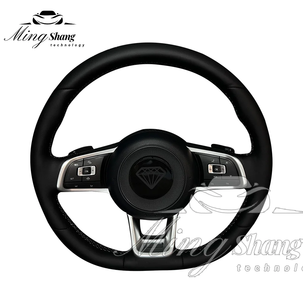 AutoCustom Lenkrad Volant Basic Style Full Leather Steering Wheel for Volkswagen VW Passat Golf7 MK7 Mk7.5 Polo Tiguan Jetta GTI