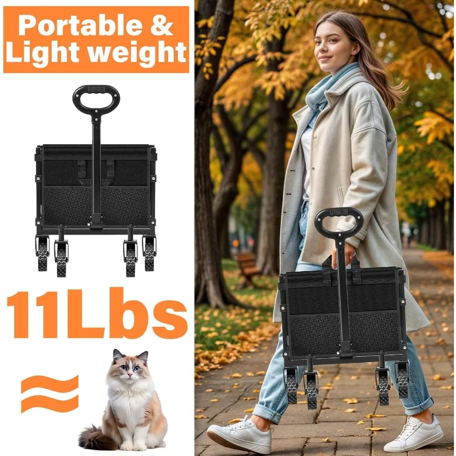 عربة عربة قابلة للطي مع عجلات للتخييم والرياضات الرملي على الشاطئ وتسوق البقالة عربة عربة سوداء متينة مع Sm