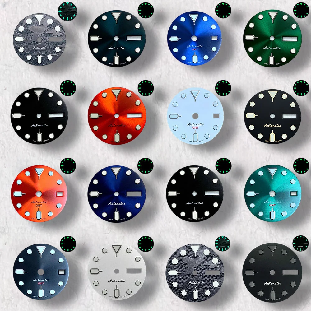 

High-Quality 28.5mm S5 Logo SKX007 Dial Fit NH36/4R36 Movement Green Luminous Dual Calendar Dial Watch Modification Accessories