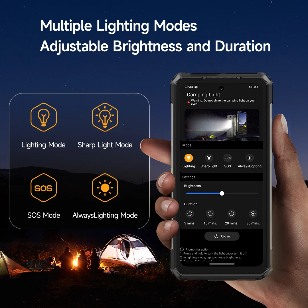 Ulefone Armor 34+ 5G Rugged Phone Smartphone Android 15 25500mAh 66W Up to 32GB+512GB 6.95" 120Hz Display Versatile LED Light