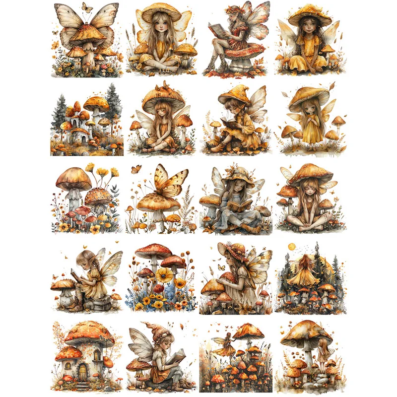 20Pcs/Pack Cute Mushroom Elf Sticker DIY Craft Scrapbooking Album Junk Journal Decorative Stickers