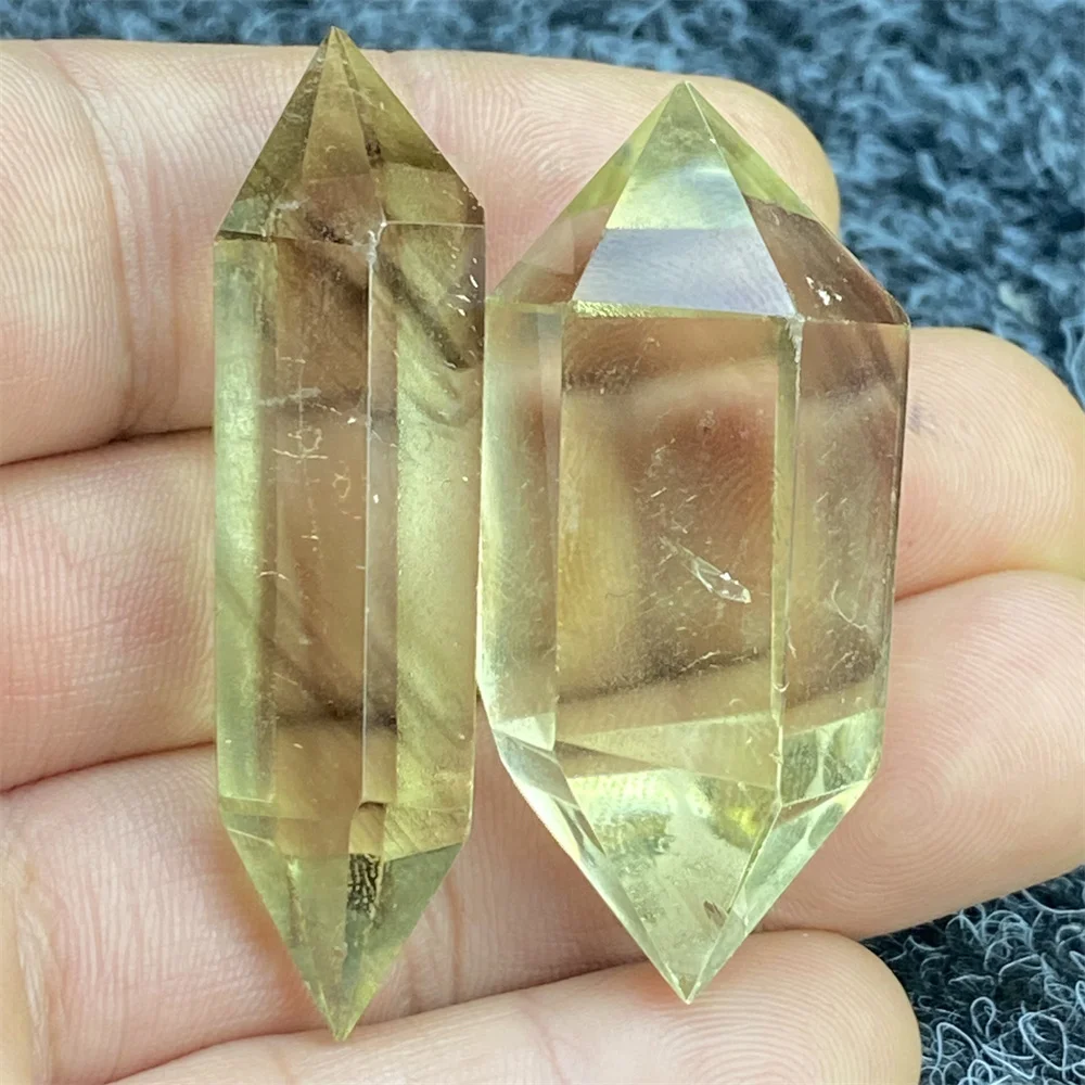 40g Natural Clear Citrine Double Tip Energy Bar Reiki Healing Crystal Points Garden Home Decor Feng Shui Wealth Gift Meditation