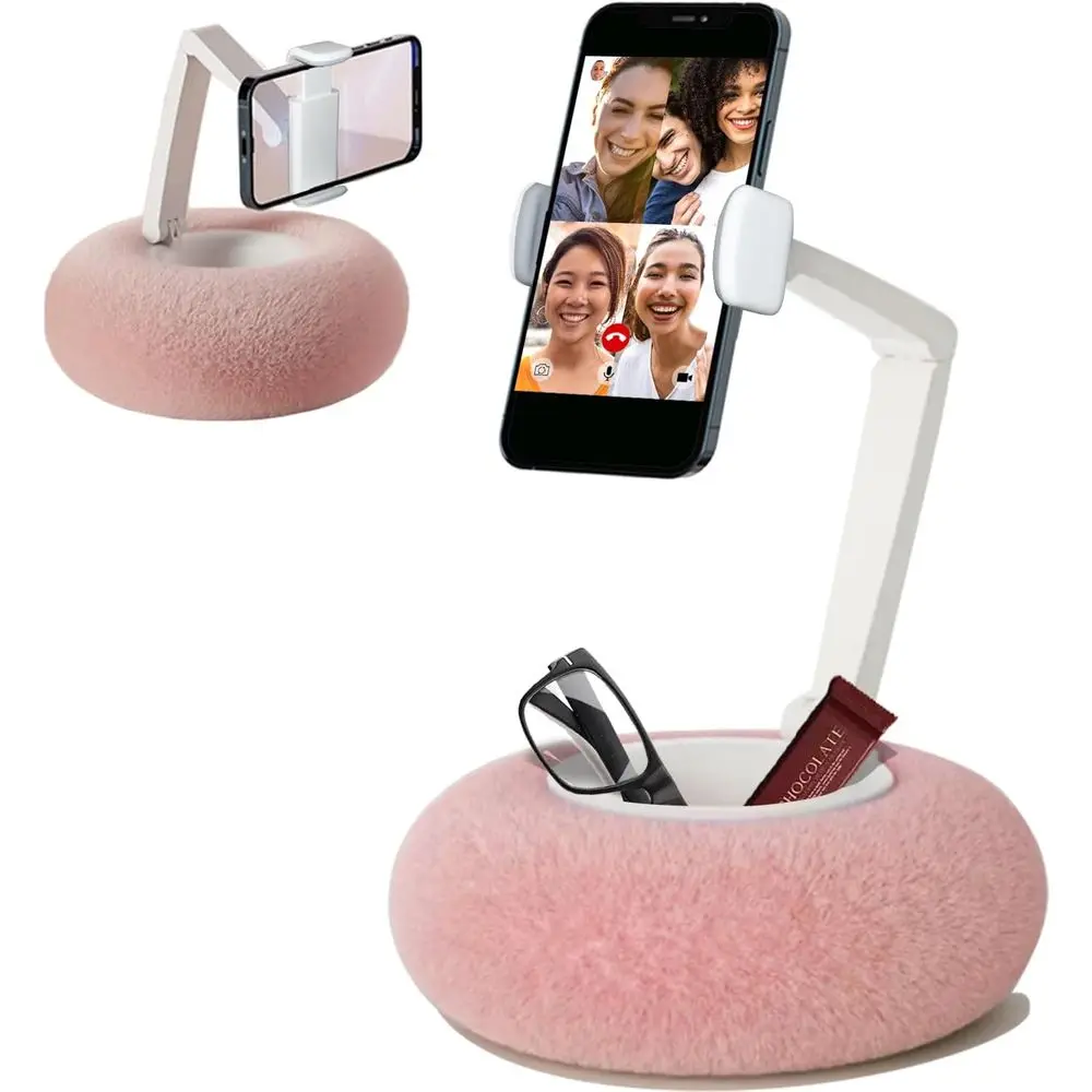 

Enhanced Dual-Axis Adjustable Angle PE Holder with Wider Clamp, Bowl and Suction Base, Suitable for 4-7” Devices, Pink