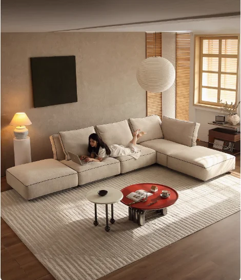 # Convertible Sectional Sofa  Block Design Sponge Material For Living Room Apartment Hotel