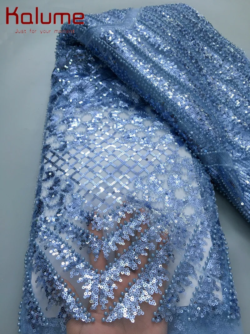 

French Lace Fabric With Bead Sequins High Quality Tulle African Laces Fabric For Wedding Nigerian Tulle Lace Material F4208