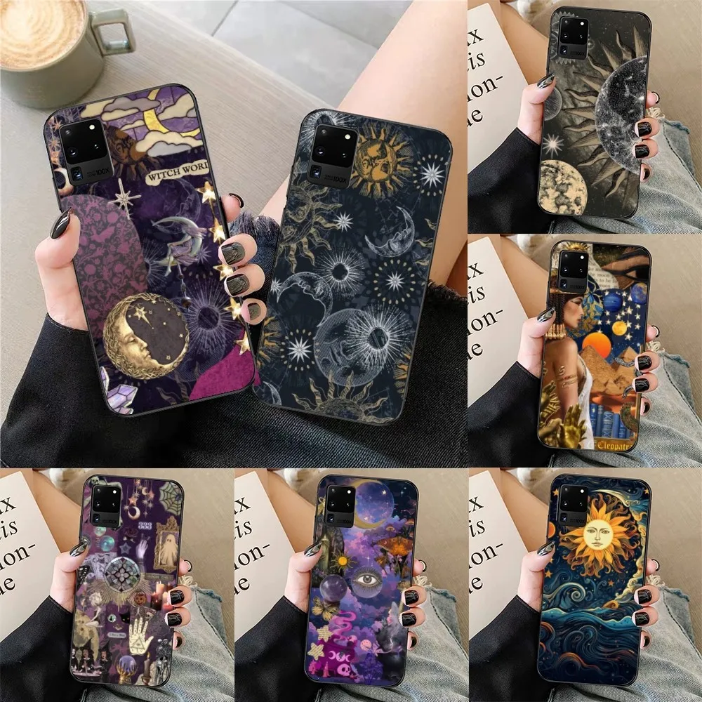 Astrology Divination Mobile Cell Phone Case for Samsung Galaxy S24 S23 S22 S21 S10 S9 S8 Plus Ultra Black Phone Cover Funda