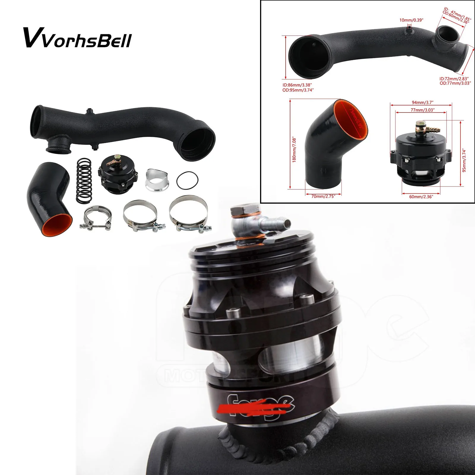 

Air Intake Turbo Charge Hard Pipe Kit With 50mmBlow Off Valve For BMW N54 E88 E90 E92 135i 335i 335 Repair Accessories