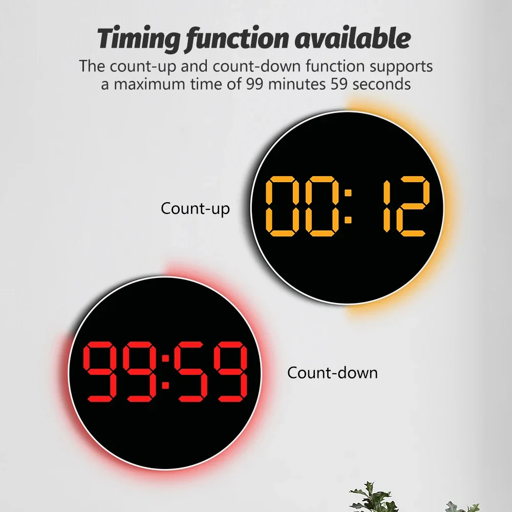 D5 LED Digital Wall Clock Light with Remote Control Corded LED Alarm Clocks Temp Humidity Auto DST Countdown Wall Light Clock