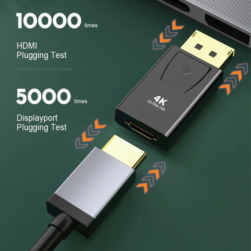 Adaptateur DP vers HDMI, convertisseur Displayport mâle vers femelle, port d'affichage vers connecteur compatible HDMI pour moniteur PC, 4K, 60Hz