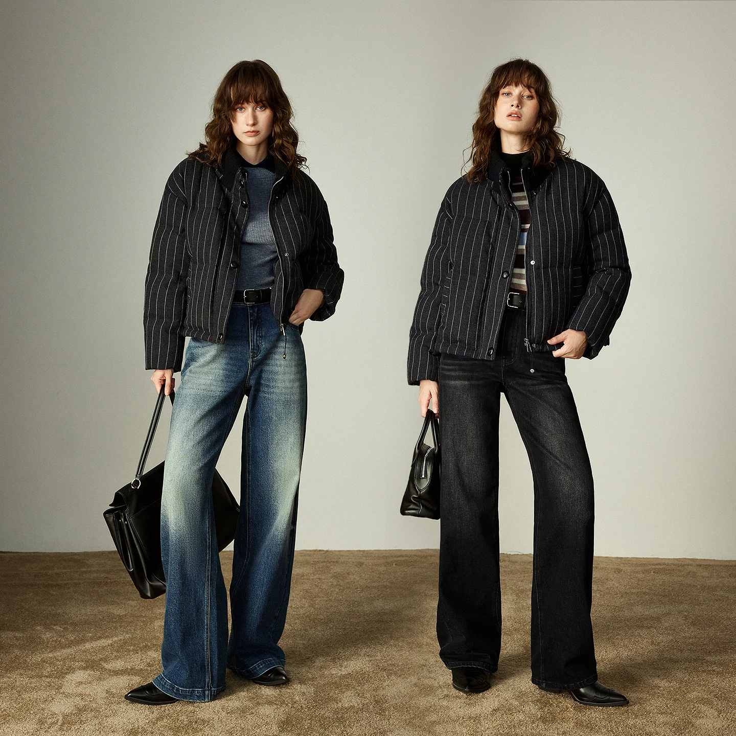 TOYOUTH 여성용 다운 재킷 2025 겨울 신상 루즈 푸퍼 스타일 스트라이프 고급 니트 스탠드 칼라 90% 다운 아우터웨어