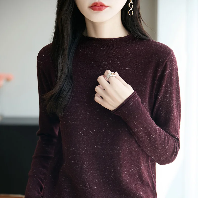 

2025 Autumn And Winter Cashmere sweater Women Mock Neck Pullover knitted sweater Women