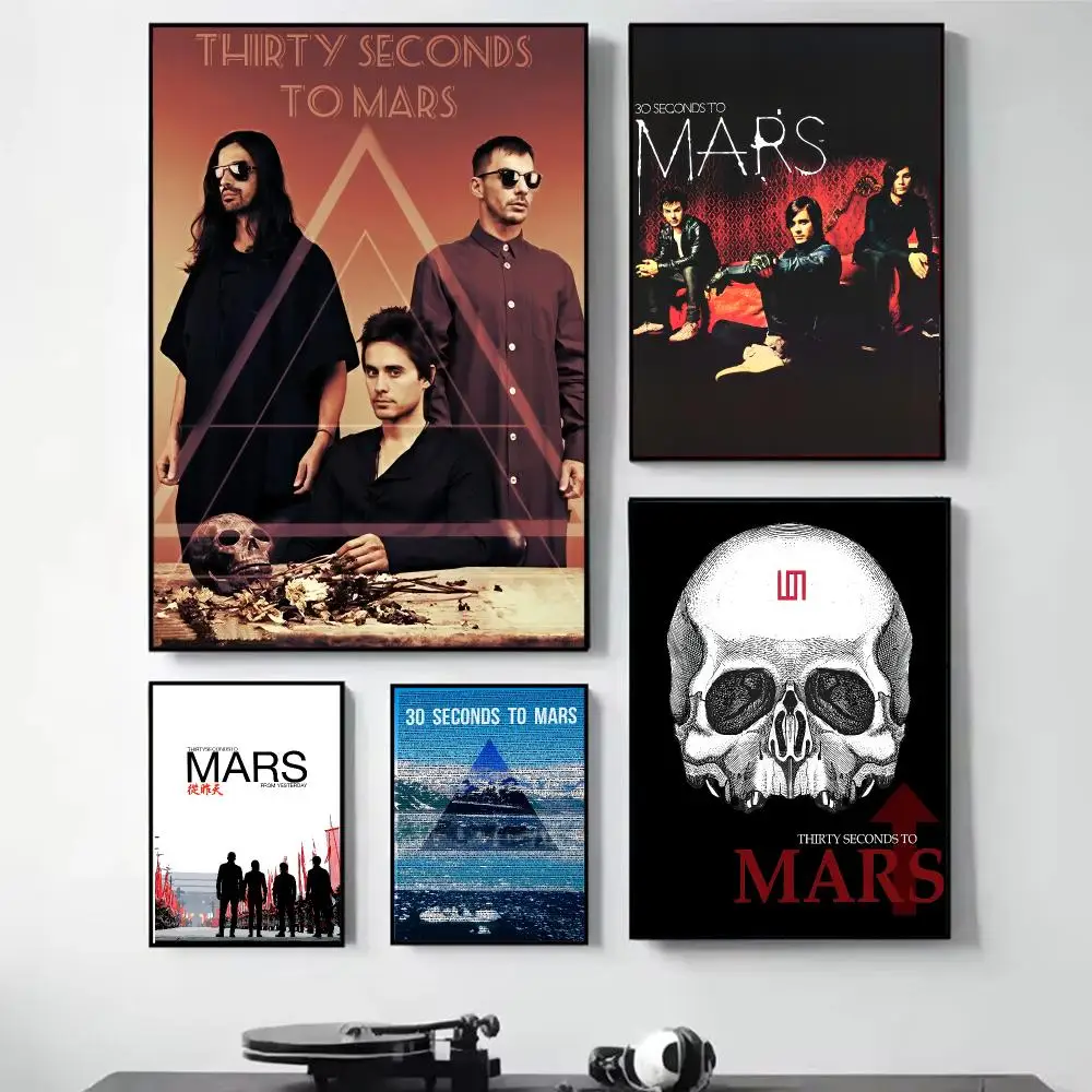 Thirty S-Seconds To Mars Painting Calligraphy Self Adhesive Wall Art Waterproof Print For Bedroom Hallway Home Decor