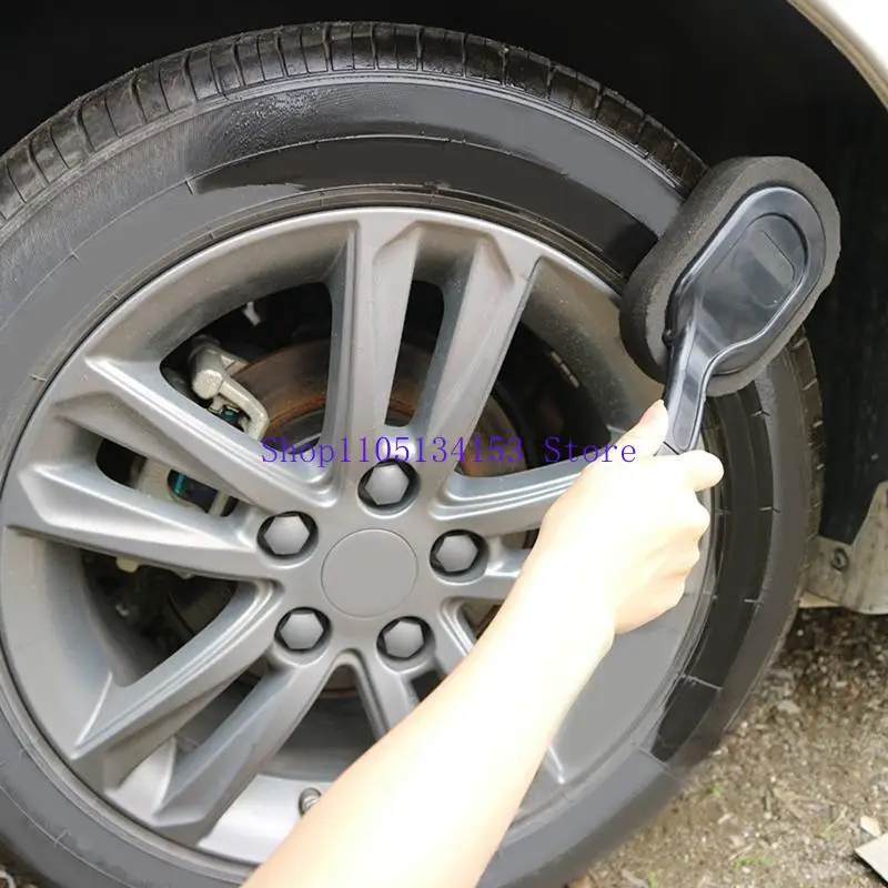 kl23 Tire Applicator Brush Tire Dressing Applicator Sponge Brush Curved Handle Easy Grip Auto Detailing Brush