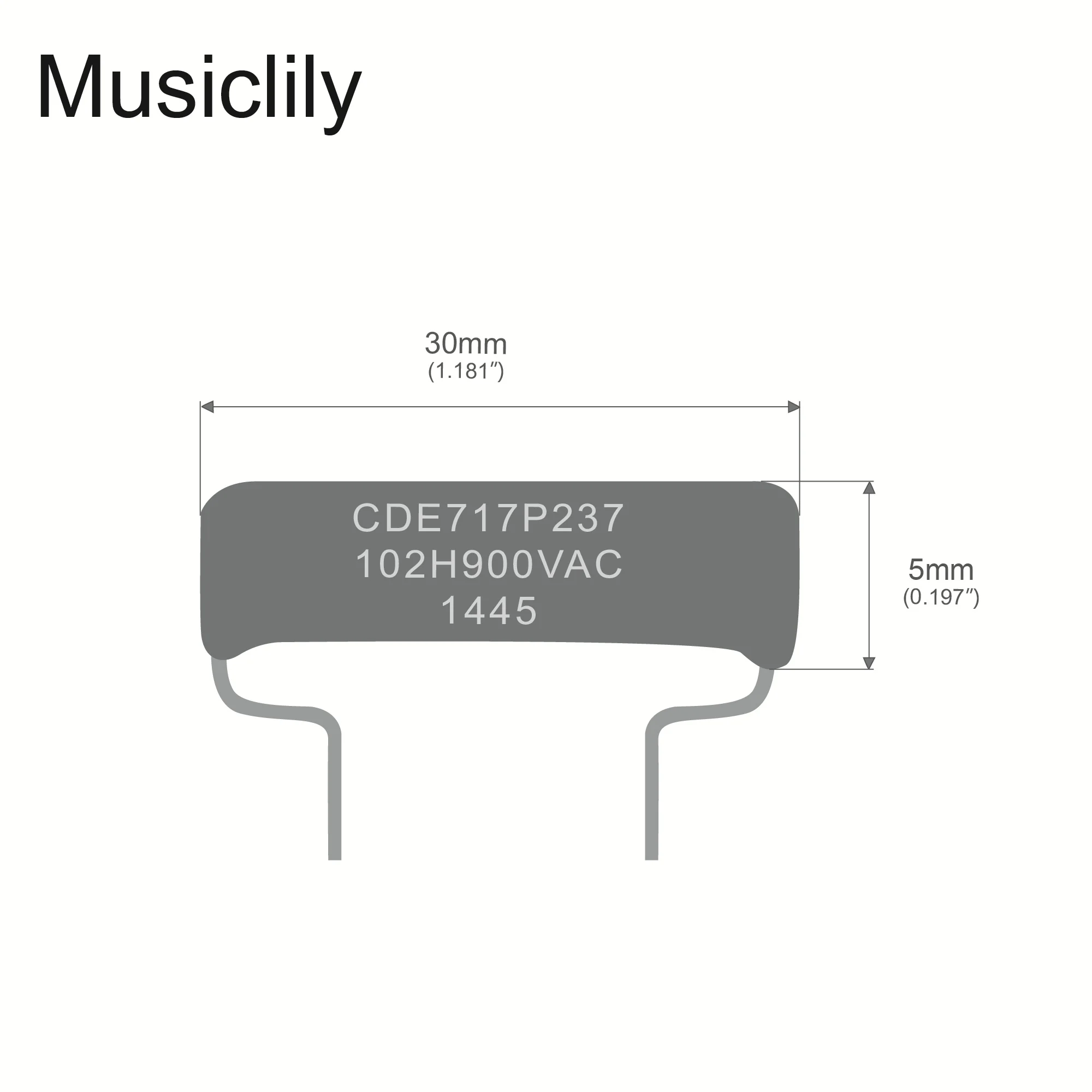 CDE Sprague Orange Drop Capacitors Tone Caps Polypropylene .001uF 717P 102H 900V for Guitar or Bass, Short foot (Set of 2)