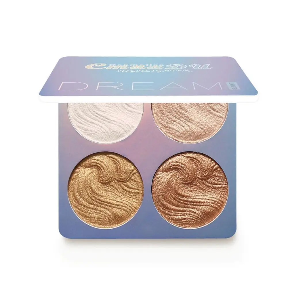 4 Kleuren Waterdicht Gezicht Gebakken Markeerstift Palet Contour Lange Bronzers Make-Up Glanzend Poeder Blijvende Lichtgevende Toon Huid Bri F6y8