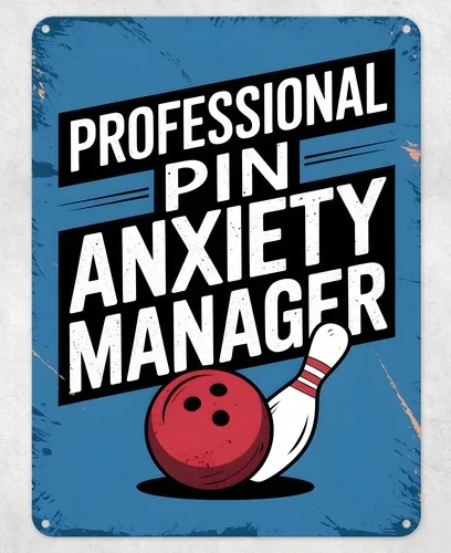 Bowling Pin Anxiety Manager Metal Poster Wall Tin Sign Man Cave Shed Home Plaque --Tin Sign