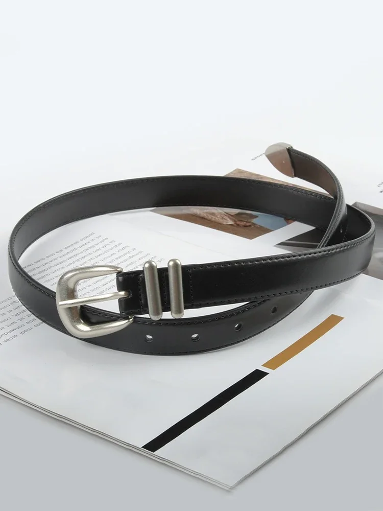 Zency High Quality Alloy Pin Buckle Skinny Cow Leather Women Belt Vintage For Dresses Jeans Classic Ladies Waist Belts 105cm