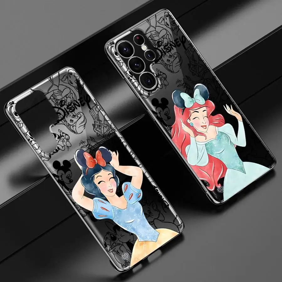 Coque antichoc en silicone transparent pour Samsung, coque de téléphone rigide, Disney Princess, Funda, Galaxy S24 S23 Ultra S20 S21 FE S22 Plus